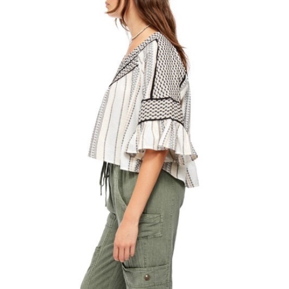 Free People Runnin On A Dream Top Ivory Size Large NWT - Picture 6 of 7